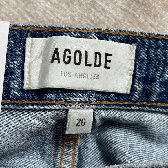 NEW Agolde  90’s Pinch Waist High Rise Straight Button-Fly Blue Jeans - Picture 12 of 12